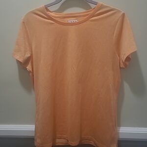Izod Fitness Womens Cool  Short Sleeve Athletic Shirt Top Large Orange Quickdry